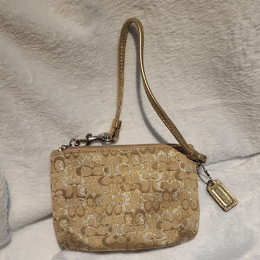 Gold Coach Signature Wristlet